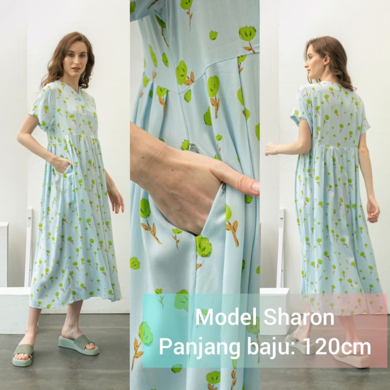 DASTER KHALIFS SLEEPWEAR EXCLUSIVE KHALIF'S ID HOMEWEAR HOMEDRESS RAYON VALENCIA SUPER PREMIUM BUSUI BAJU HAMIL FRIENDLY MIDI NYAMAN GEMES ADEM TERBARU-SHARON Rosy Mint
