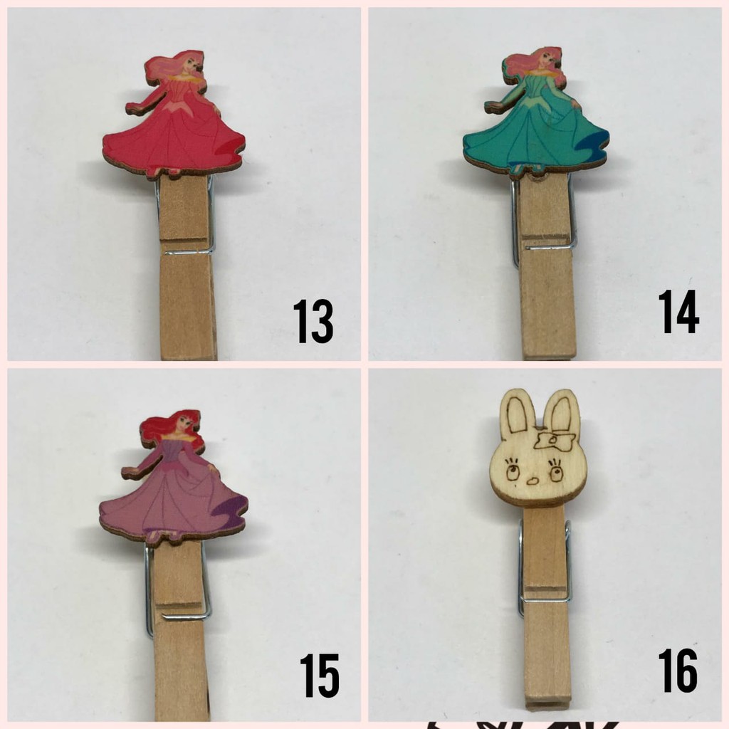 10 PCS - 4.5 CM WOODEN CLIP KARAKTER  | KLIP FOTO | PENJEPIT FOTO