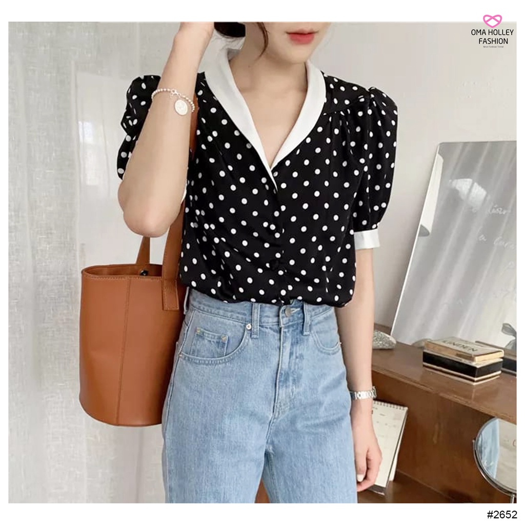 (COD) OH Fashion Envy Top Polkadot Wanita #2652