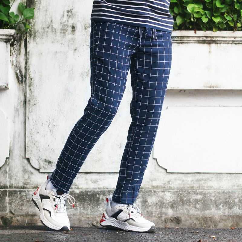 COD CELANA PANJANG KOTAK KOTAK BAGGY TARTAN PANTS CELANA PINGGANG KARET BAHAN STRETCH MELAR CELANA KEKINIAN DOTY LUNA