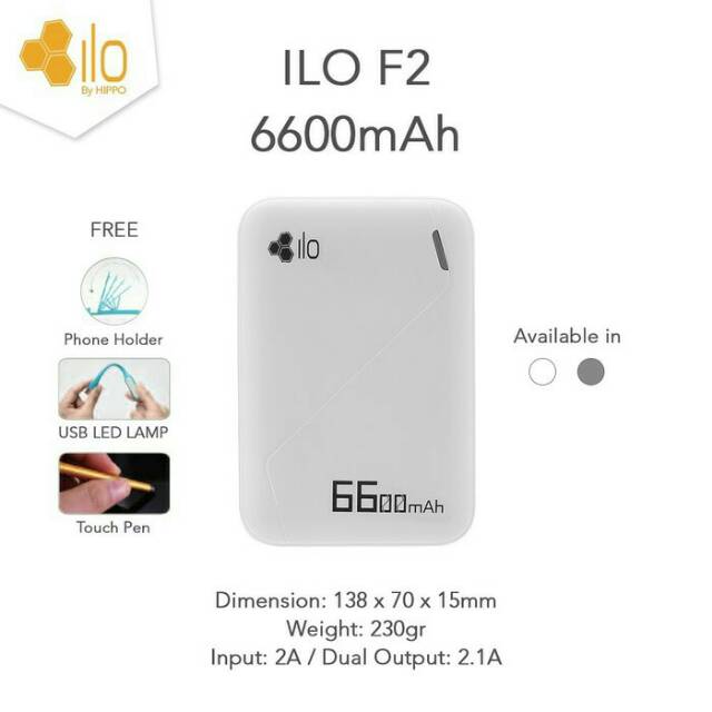 (COD) Hippo Power bank ILO F2 6600mah - Garansi resmi