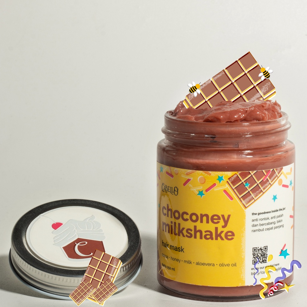 Hair Mask Choconey Masker Rambut Cokelat Susu Alami untuk Rambut Rontok dan Berketombe 200ml Milksha