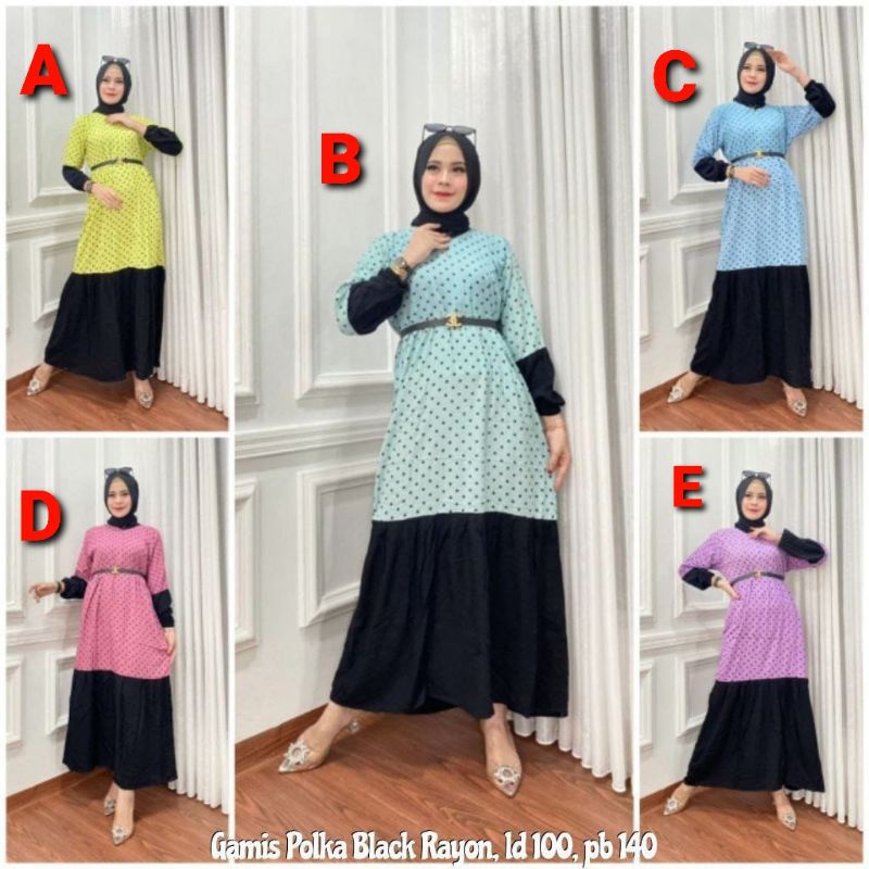 Gamis Polka Harga 1Kodi Atau 20pcs ( Warna Seri Campur )