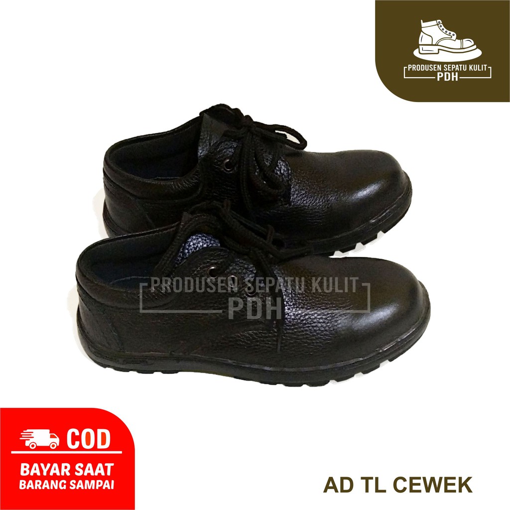 SEPATU SAFETY TALI COWOK CEWEK KULIT SAPI ASLI SOL DIJAHIT MEMUTAR SEPATU SAFETY WANITA UJUNG BESI