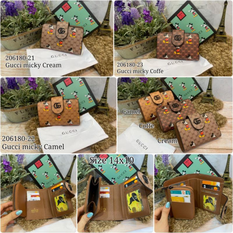 Gucci x Disney Mickey dompet lipet cewek wanita panjang kartu
