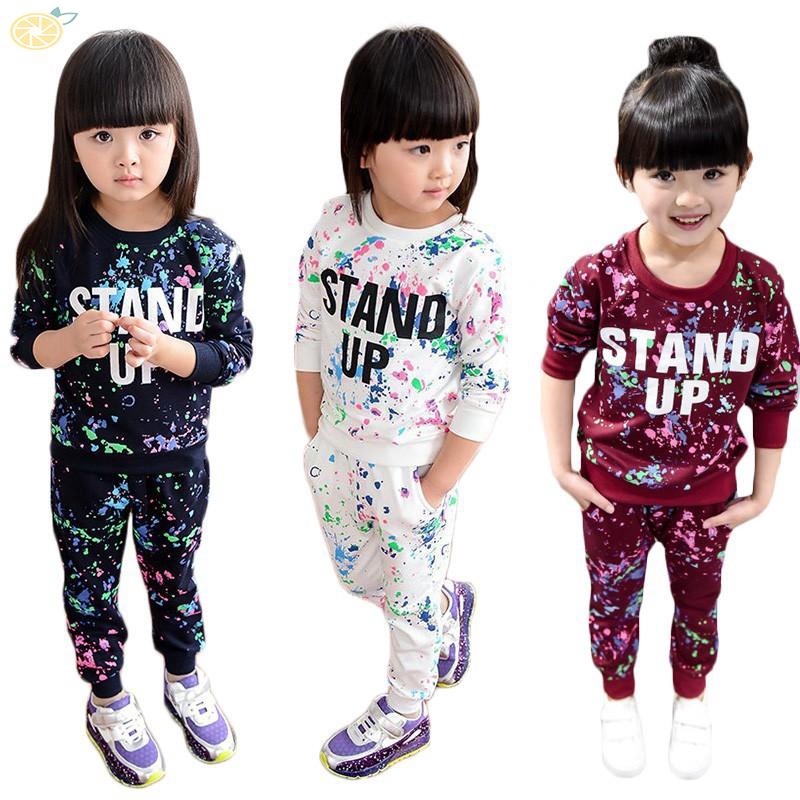 Set Pakaian  Olahraga  Anak  Perempuan  Motif Huruf Bahan 