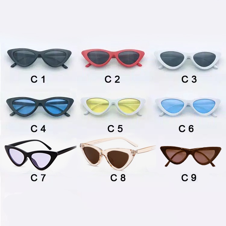 [Bayar di Tempat] Kacamata Hitam Korean Ulzzang Triangle Vintage Cat Eye Sunglasses Women Men