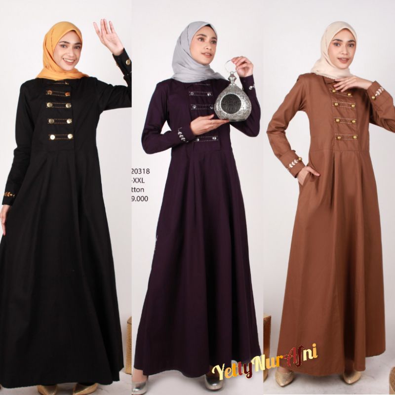 Terbaru DANNIS Gamis A220318 Free Masker Black - Brown - Dark Purple