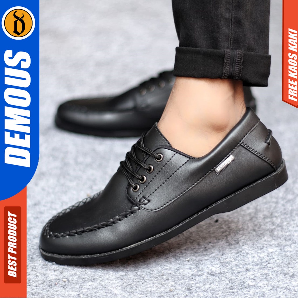 Sepatu Formal Pria Casual Kulit Syntetic Pantofel Hitam Kerja Kantor Kuliah Kondangan Keren Fashion Terbaru