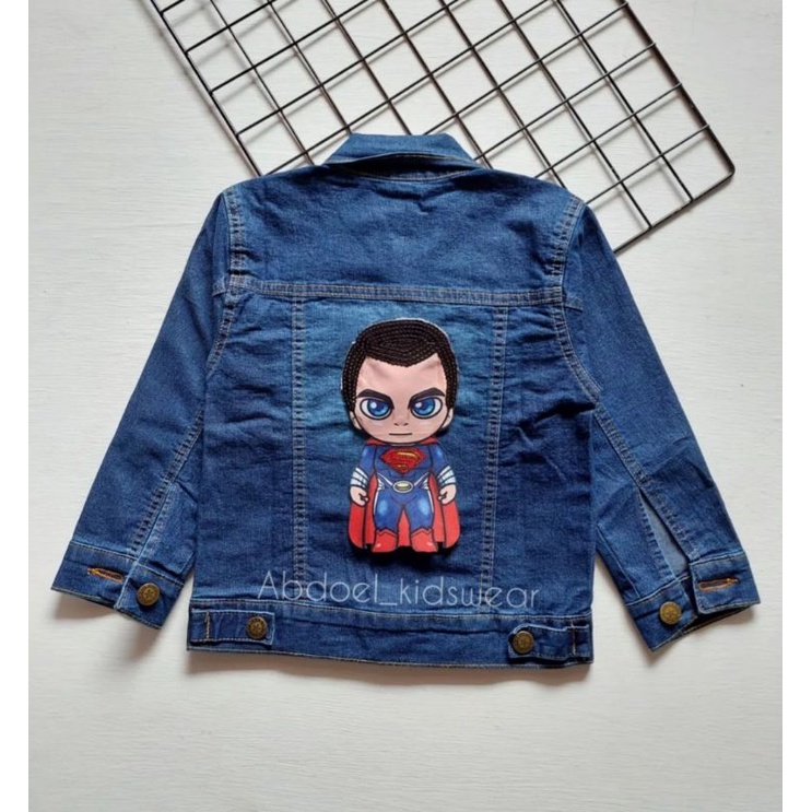 JAKET JEANS LED (NYALA) ANAK/JAKET JEANS SUPERHERO