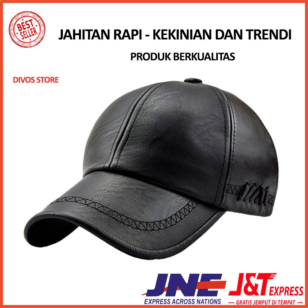 Topi Pria Distro Original Topi Baseball Cap import Topi Kulit Jamont Polos TK02 - Hitam P6T8
