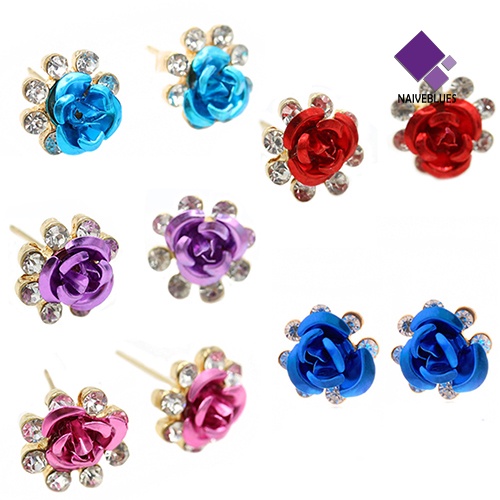 Anting Stud Desain Bunga Mawar Untuk Wanita