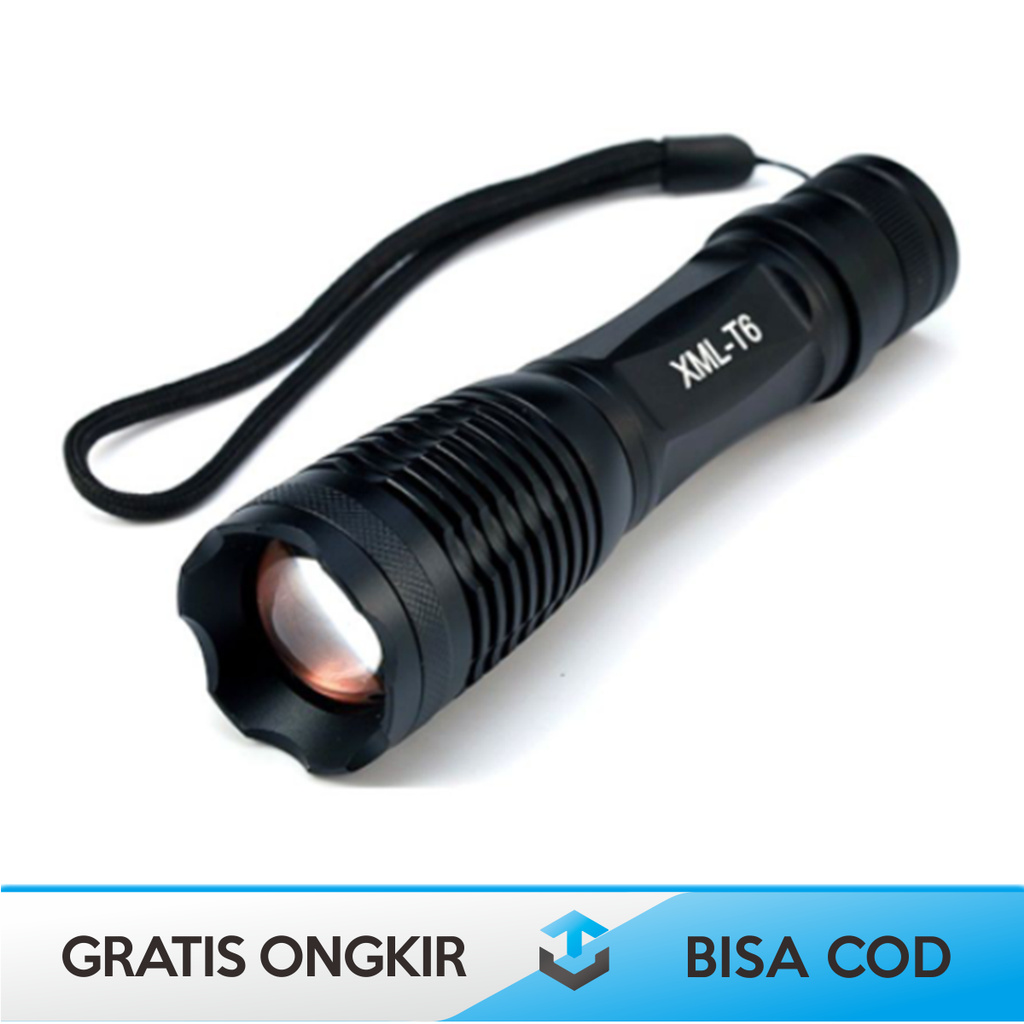 PAKET SENTER SWAT POLICE ORIGINAL TAFFLED XML- T6 LENGKAP LED SUPER TERANG 8000 LUMENS TACTICAL CREE