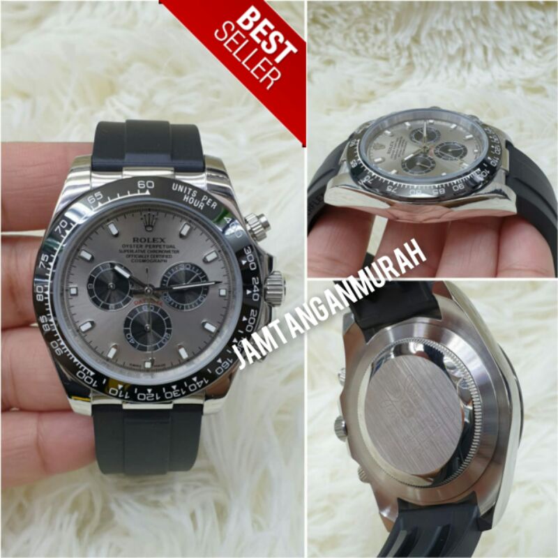 JAM TANGAN PRIA ROLEX DAYTONO AUTOMATIC TALI RUBBER KUALITAS ORIGINAL