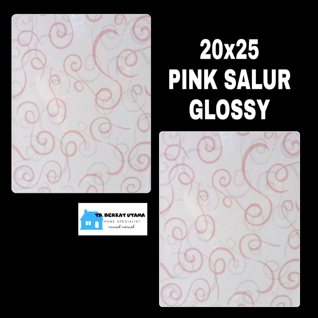KERAMIK DINDING 20X25-KERAMIK DINDING KAMAR MANDI  20X25-PINK SALUR BUNGA KW 1 IKAD