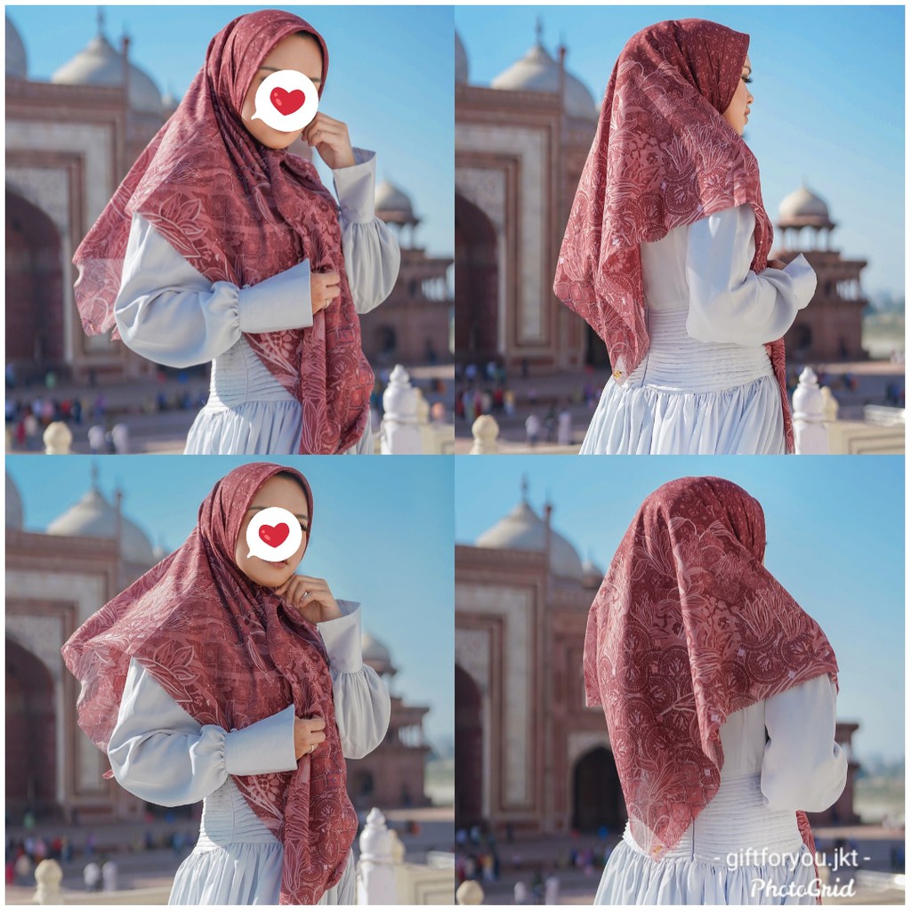 Buttonscarves Maharani Voal Square XL Hijab Jilbab Button Scarves Kerudung Premium Bhura Original