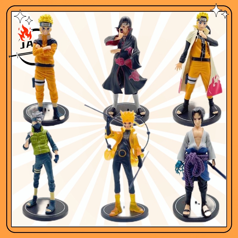 6pcs ACTION FIGURE NARUTO SIX PATH SASUKE KAKASHI ITACHI TOPPER CAKE MAINAN PAJANGAN HIASAN MINIATUR