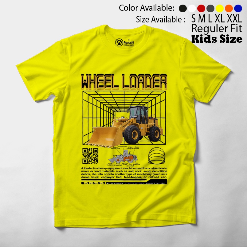 Baju Kaos Atasan Anak Laki-laki Streetwear Wheel Loader Alat Berat