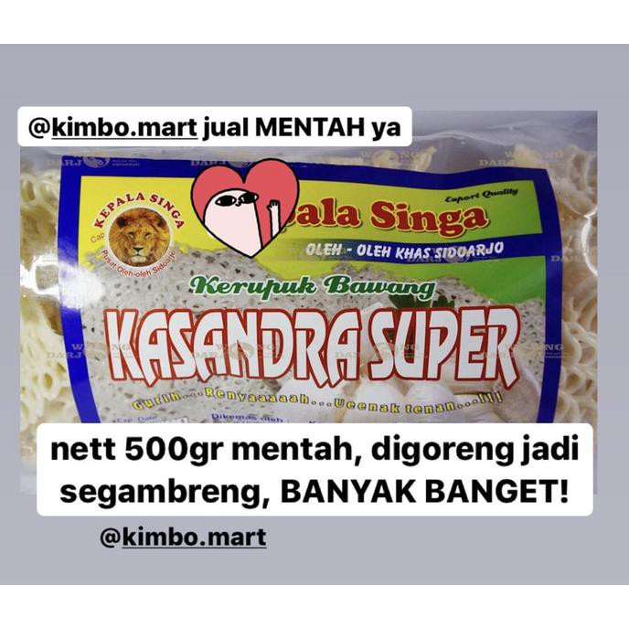 

Kerupuk bawang warung Kasandra Super kepala singa. asin, gurih, wangi