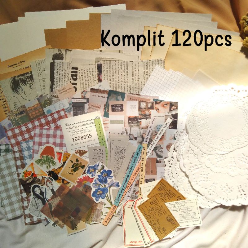 

[NEW VERSION‼️] 210++pcs Journal Kit Vintage Scrapbook Aesthetic Bujo Bullet Journal Dekor