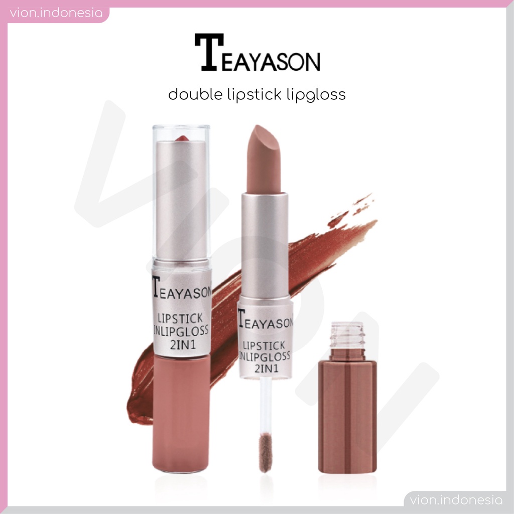 TEAYASON 2in1 Matte Lipstick Lipgloss Waterproof Eyeshadow Blush 12 Colors Original TE004