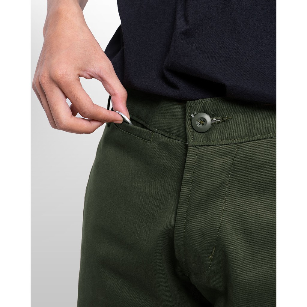 Morgen Slim Straight Chino Pants - Army Green