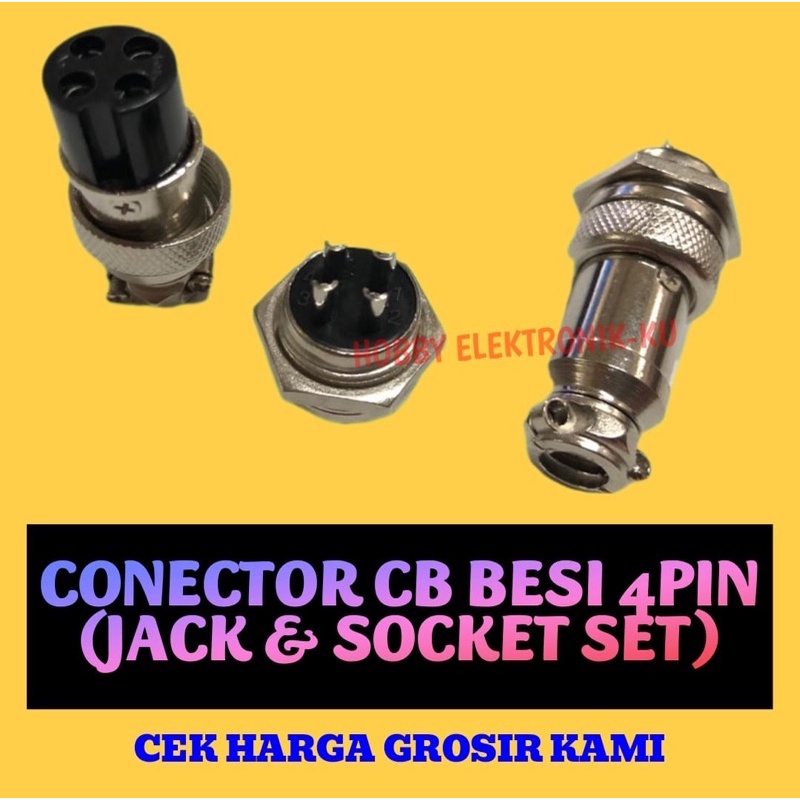 CONECTOR CB 4PIN BESI JACK + SOCKET SET