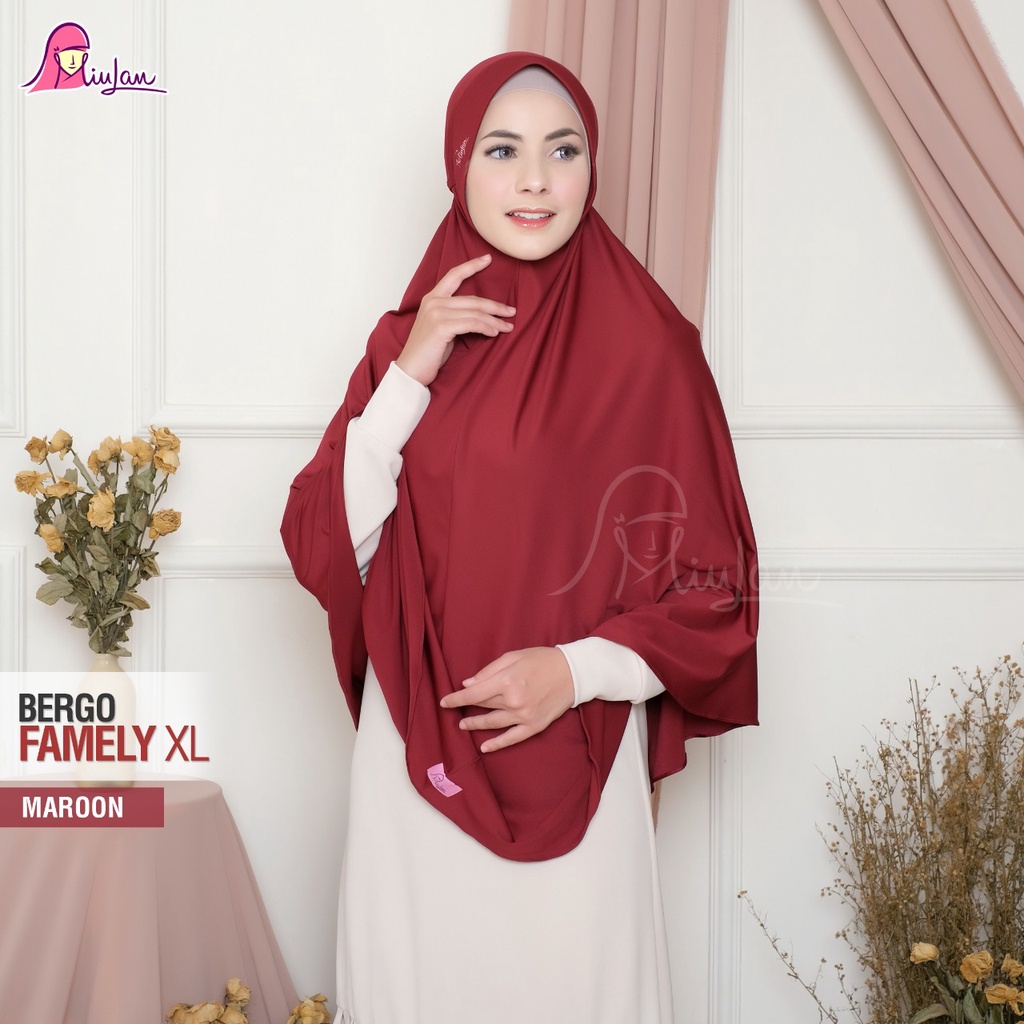Famely XL Bergo Jumbo | Famely Instan Jumbo Syari Miulan Hijab Instan Jersey Lebar Kerudung Pet Tali