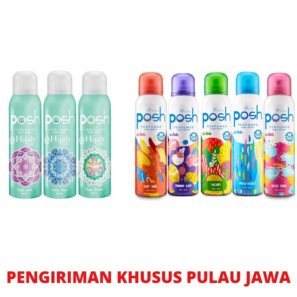 KHUSUS P. JAWA POSH Women Girls Body Spray Perfumed Cologne Wishes / Summer Love / Fresh Spirit 150ml 150 ml