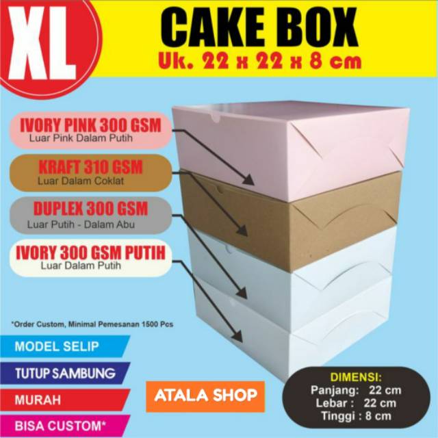 

Dus Catering Dus Nasi Cake Box Persegi Polos XL 22x22x8