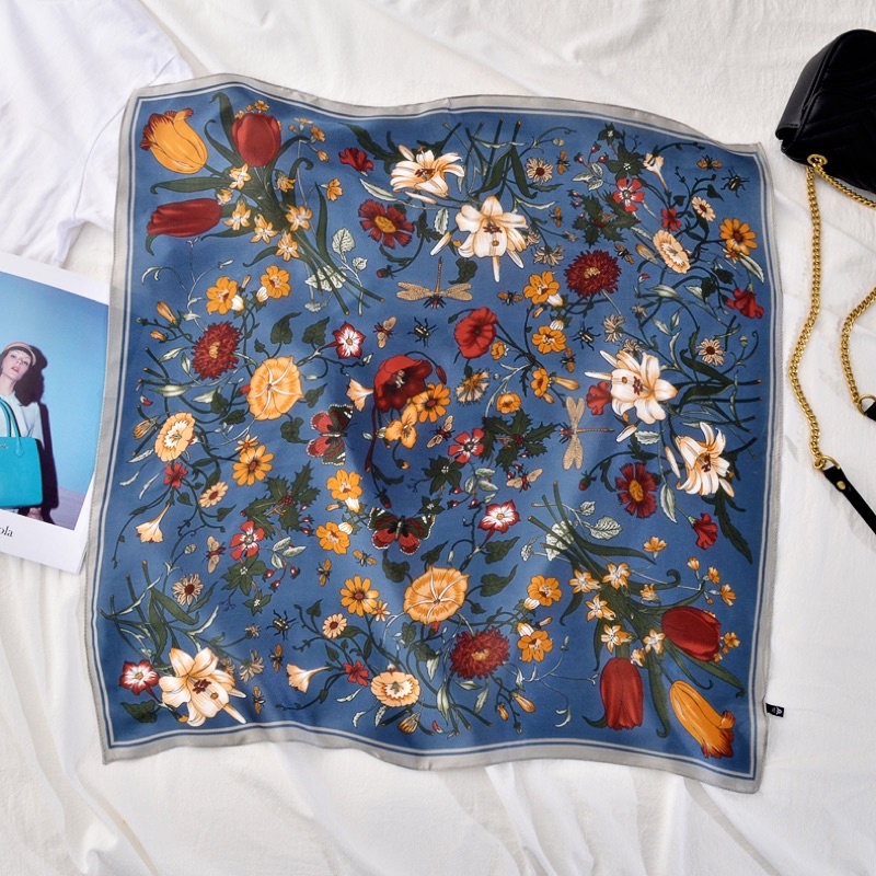 Scarf leher Square 70cm Silk Syal Wanita / Scarf tas, rambut