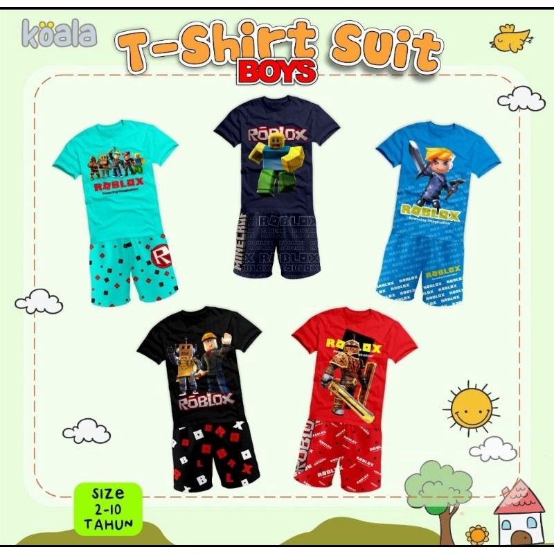 Setelan anak koala ROBLOX SET BOYS AND GIRLS TSHIRT SUIT SERIES 2-10 tahun by hoolahoop koala