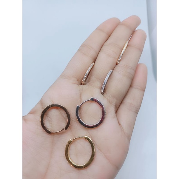 anting jepit donat besar mp 1brs silver925 /anting perak asli lapis mas / perhiasan perak fashion