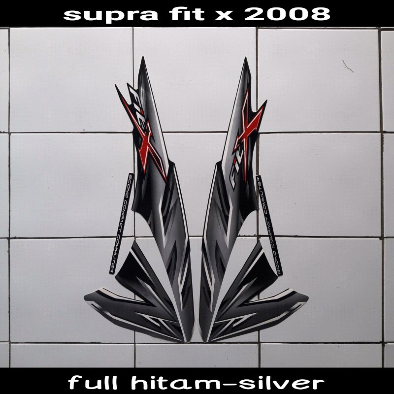stiker body motor supra fit x 2008 full hitam-silver