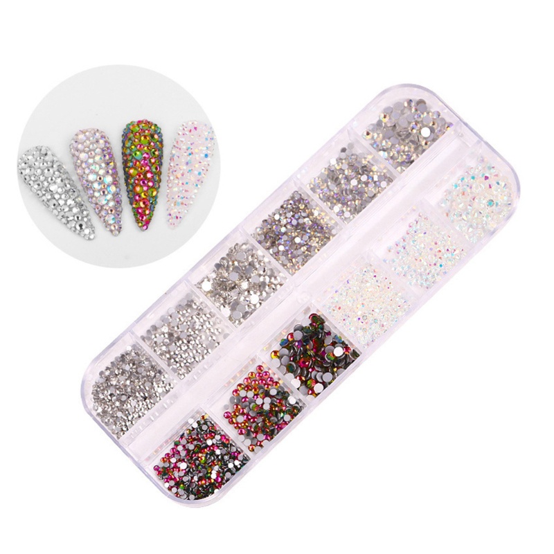 Siy 1440pcs Kristal Berlian Imitasi Glitter 3d 12 Ukuran Campur Untuk Dekorasi Nail Art