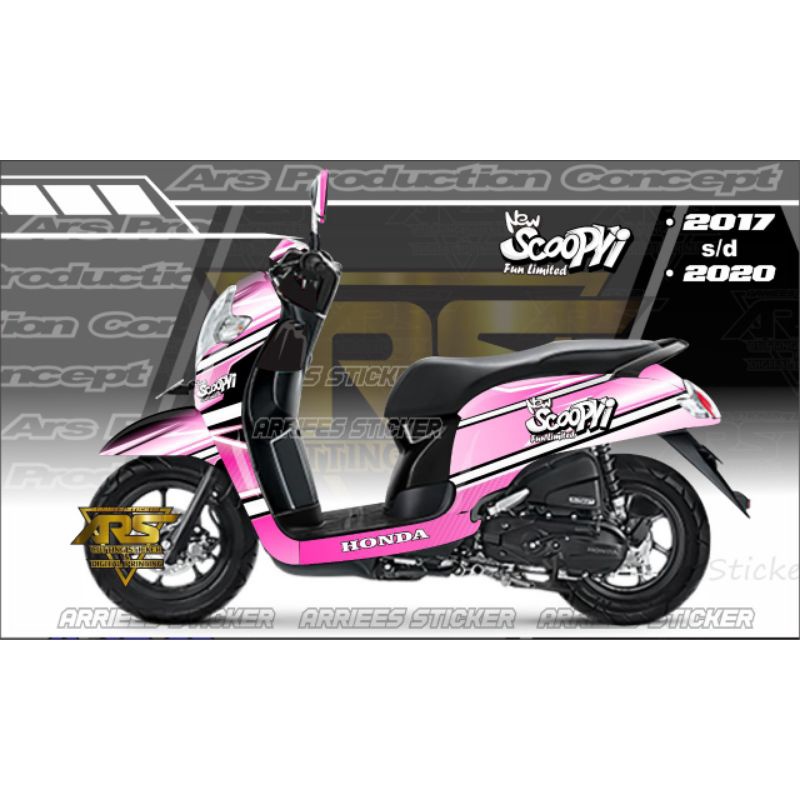Decal Sticker Scoopy New Fi 2017 - 2020 Fullbody Custom Racing Pink Minimalis Stiker New scoopy ring