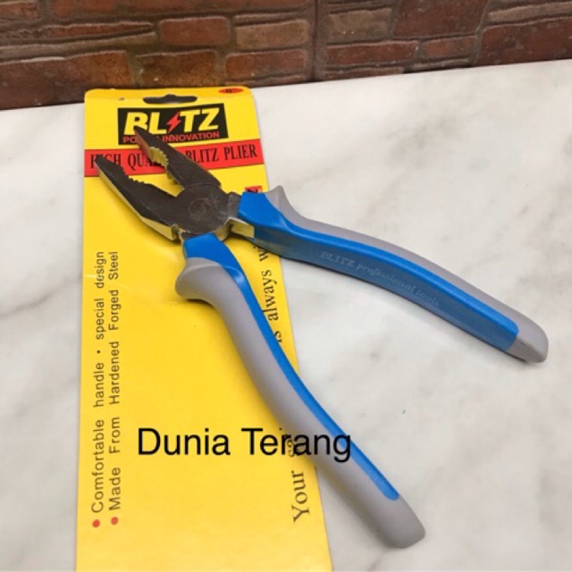 Tang Kombinasi BLITZ 6in Crom Abu Biru / Chrome Combination Plier 6 inchi / Tang Karet Serbaguna 6