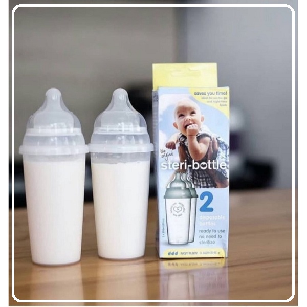 Steri Bottle Disposable Baby Bottle Fast Flow Nipple (2x250ml)