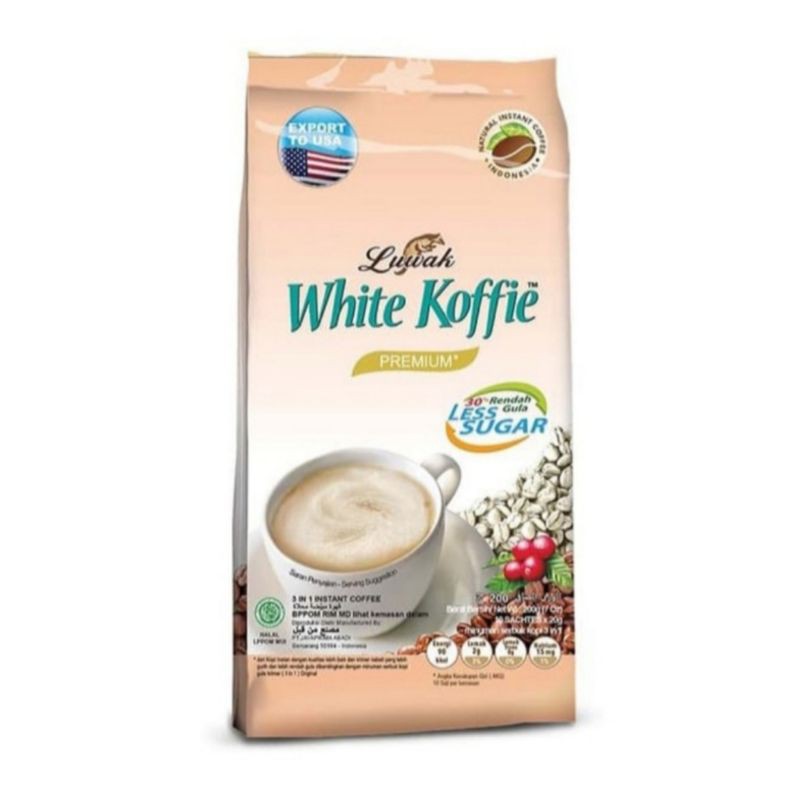 

Kopi Luwak White Koffie Less Sugar Premium 200gr (10s x 20gr)