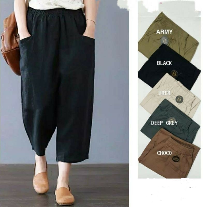 SASHA CROP PANTS - M L XL XXL celana panjang casual wanita / pants termurah / willow pants BB