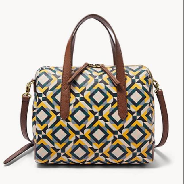 Tas Fossil Sydney Satchel Yellow Multi Original