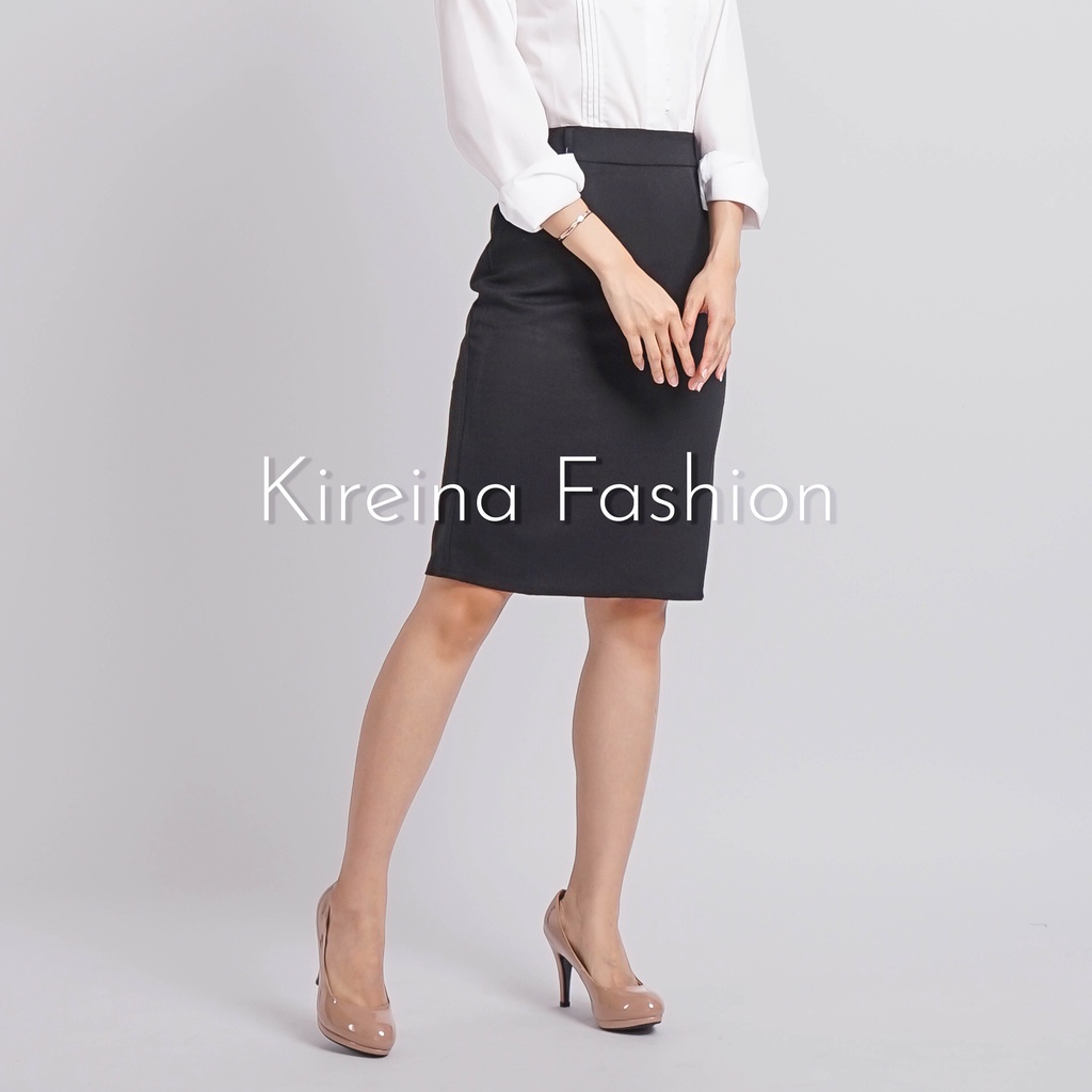 Rok Span Kerja Pendek Bahan Gabardin - Kireina Fashion