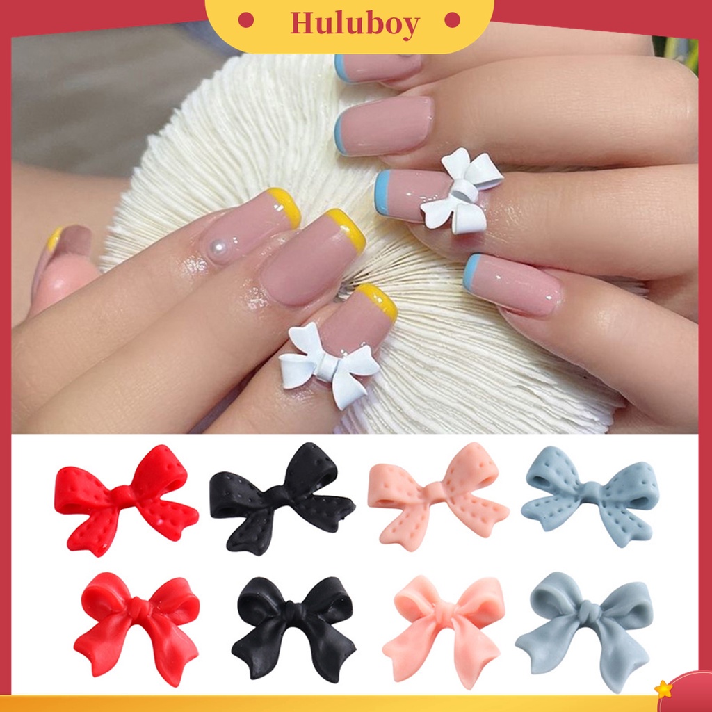 Huluboy Huluboy♡ 20pcs / Set Ornamen Pita 3D Efek Frosted Bahan Resin Warna-Warni Untuk Dekorasi Nail Art