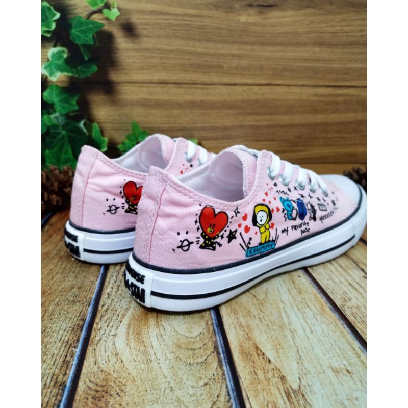 sepatu Converse anak BTS bt21 warna PING usia 1234 s/d 10 tahun