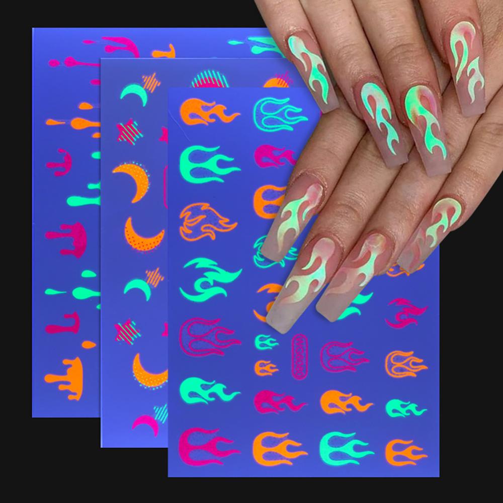 Timekey Stiker Kuku Motif Kulit Ular Efek Luminous Untuk Dekorasi Nail Art A2K1