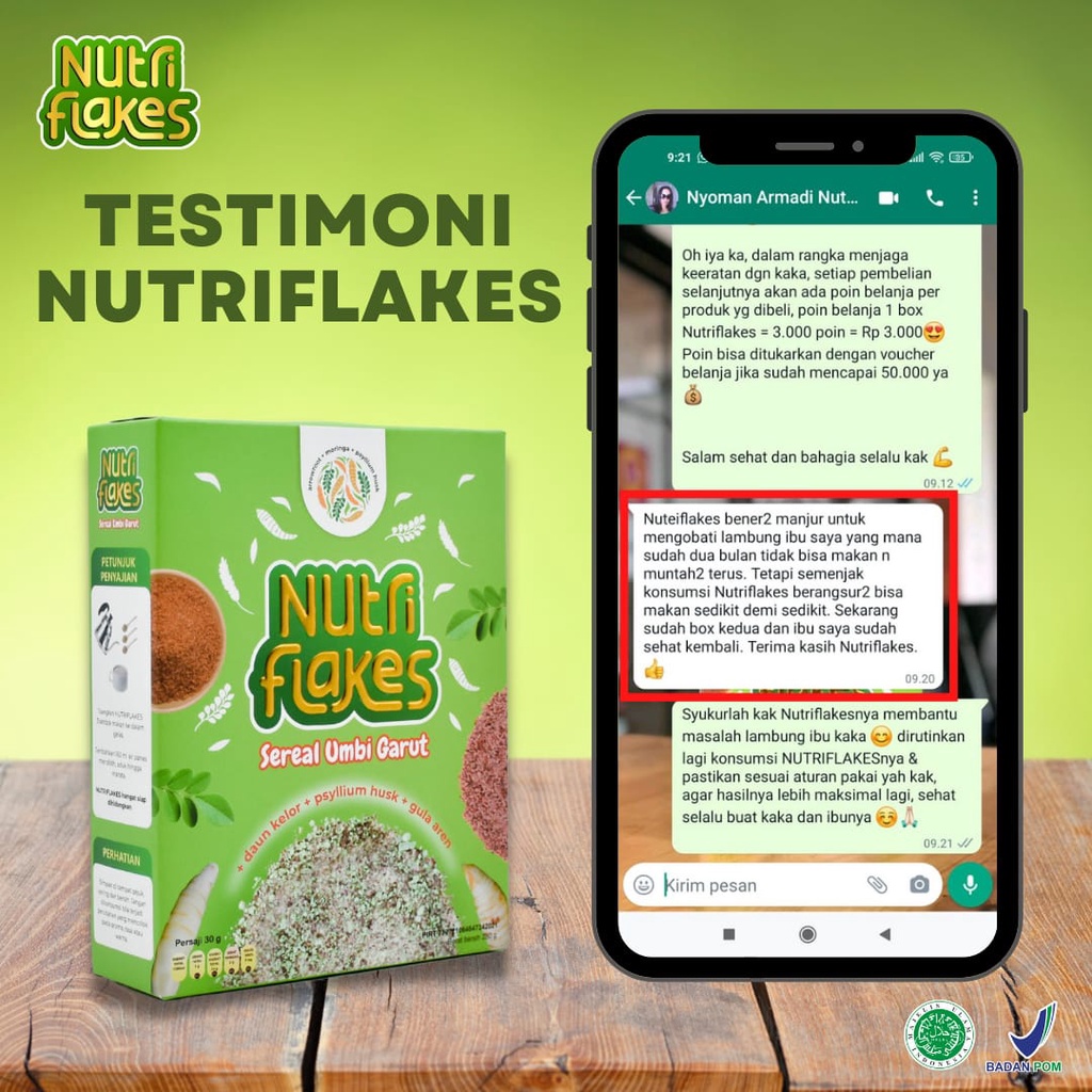 Promo NUTRIFLAKES Sereal Umbi Garut Obat Asam Lambung Herbal Dengan Daun Kelor Pengganti Nasi Untuk Diet-7