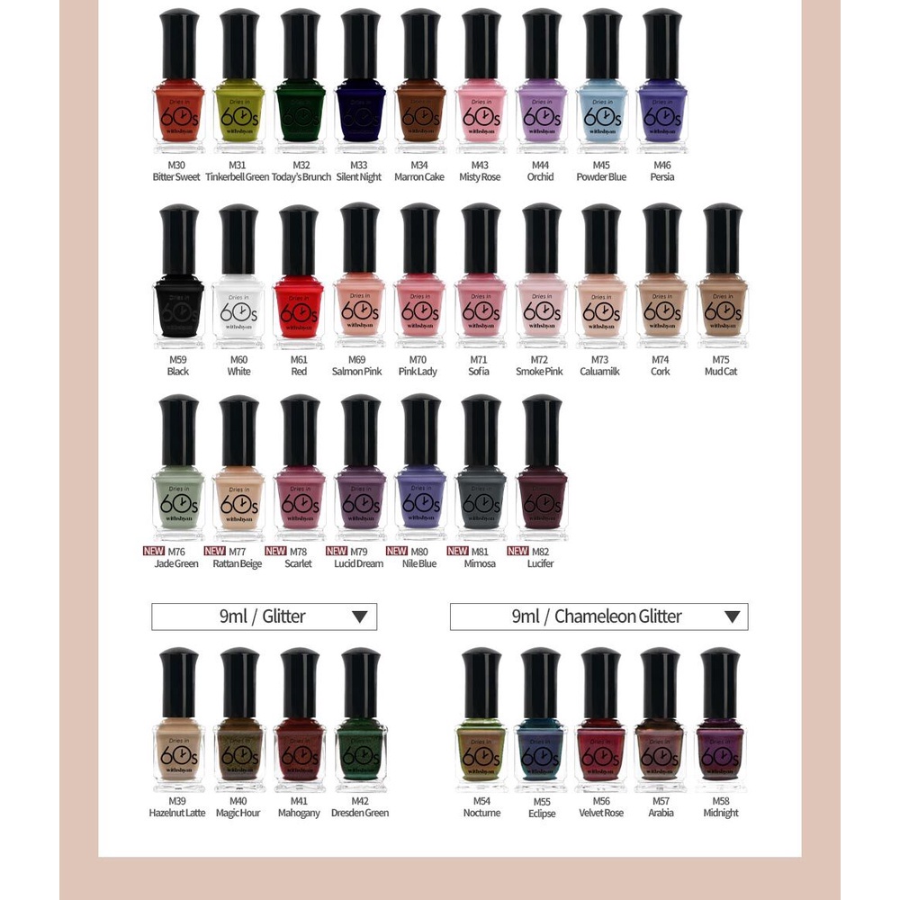 ~AB~ Original WithShyan (위드샨 ) Korean Nail Polish Glossy Series 9 ml Kutek Korea/ Kutek Premium / Cat Kuku / Nail polish Korea