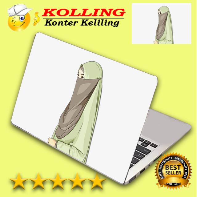 Garskin Laptop kartun muslimah cantik Skin Laptop Stiker Laptop