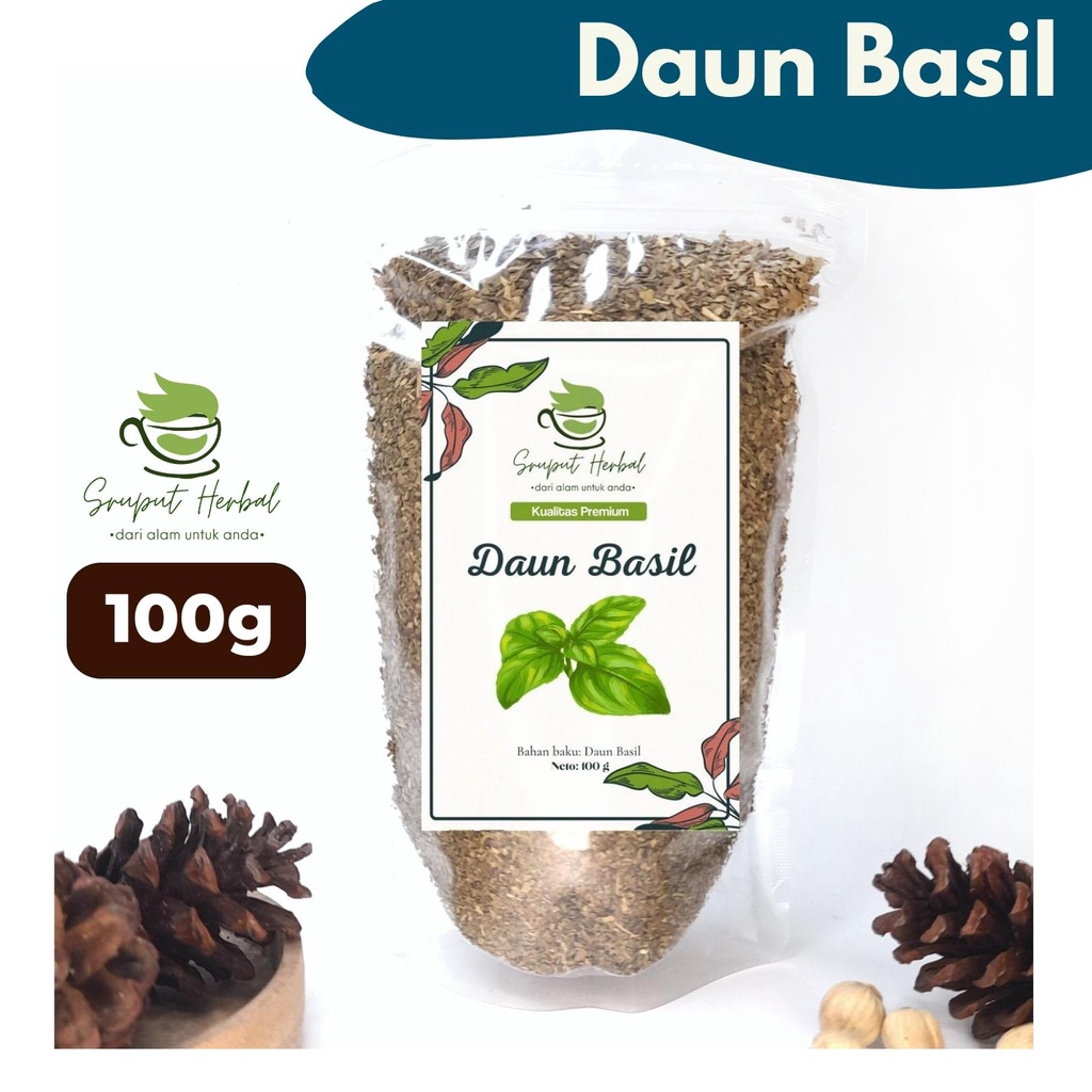 100gr Daun Basil Kering Basil Leaves Murni 100% Premium Berkualitas Sruput Herbal