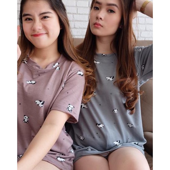 [ Terbaru ] LJS PANDA printing tee oversize / lengan pendek / katun import /kaos oblong wanita tumbl